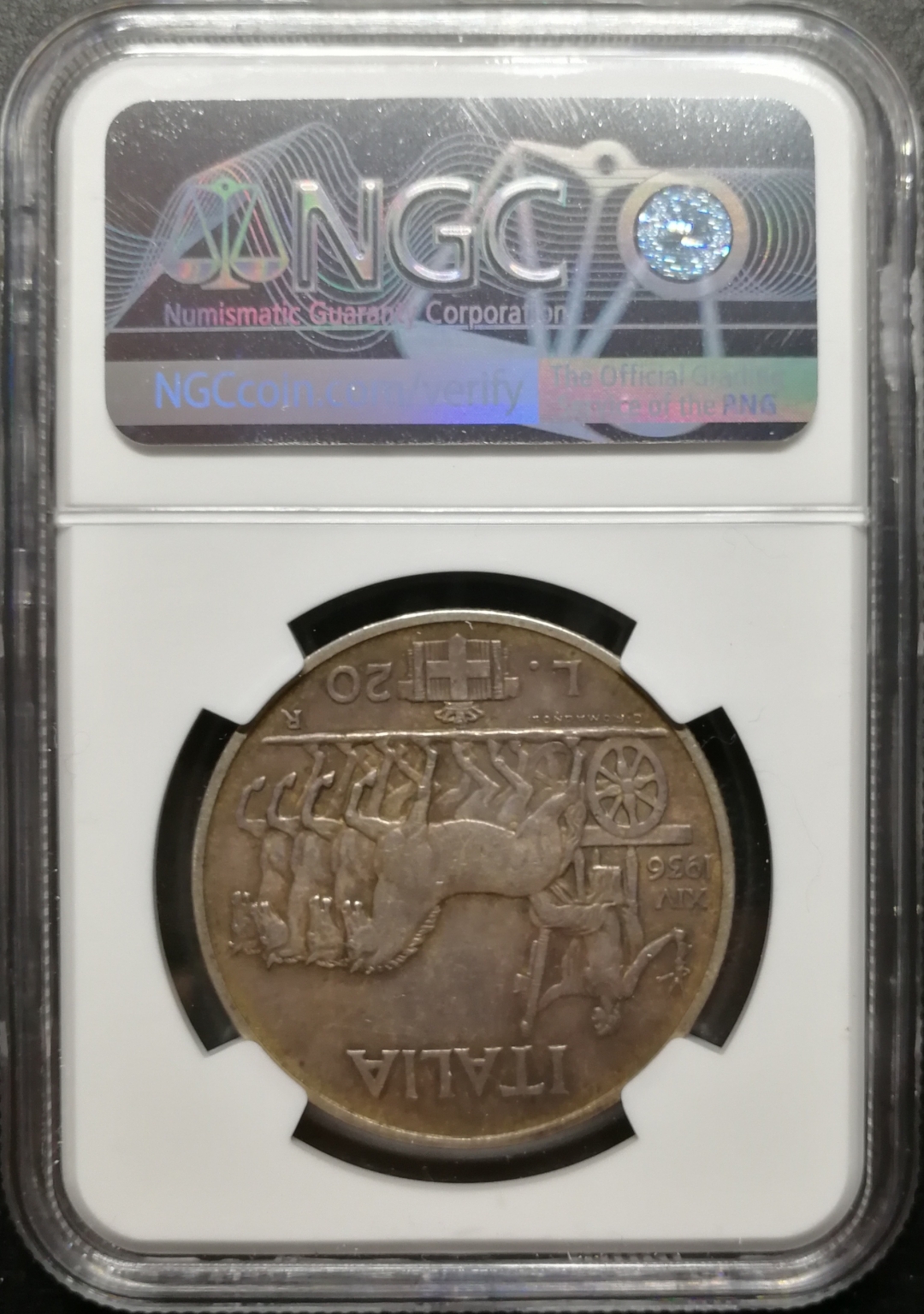 凡希社世界钱币拍卖第八十二期 1936意大利战车法西斯20里拉大银NGC-AU58