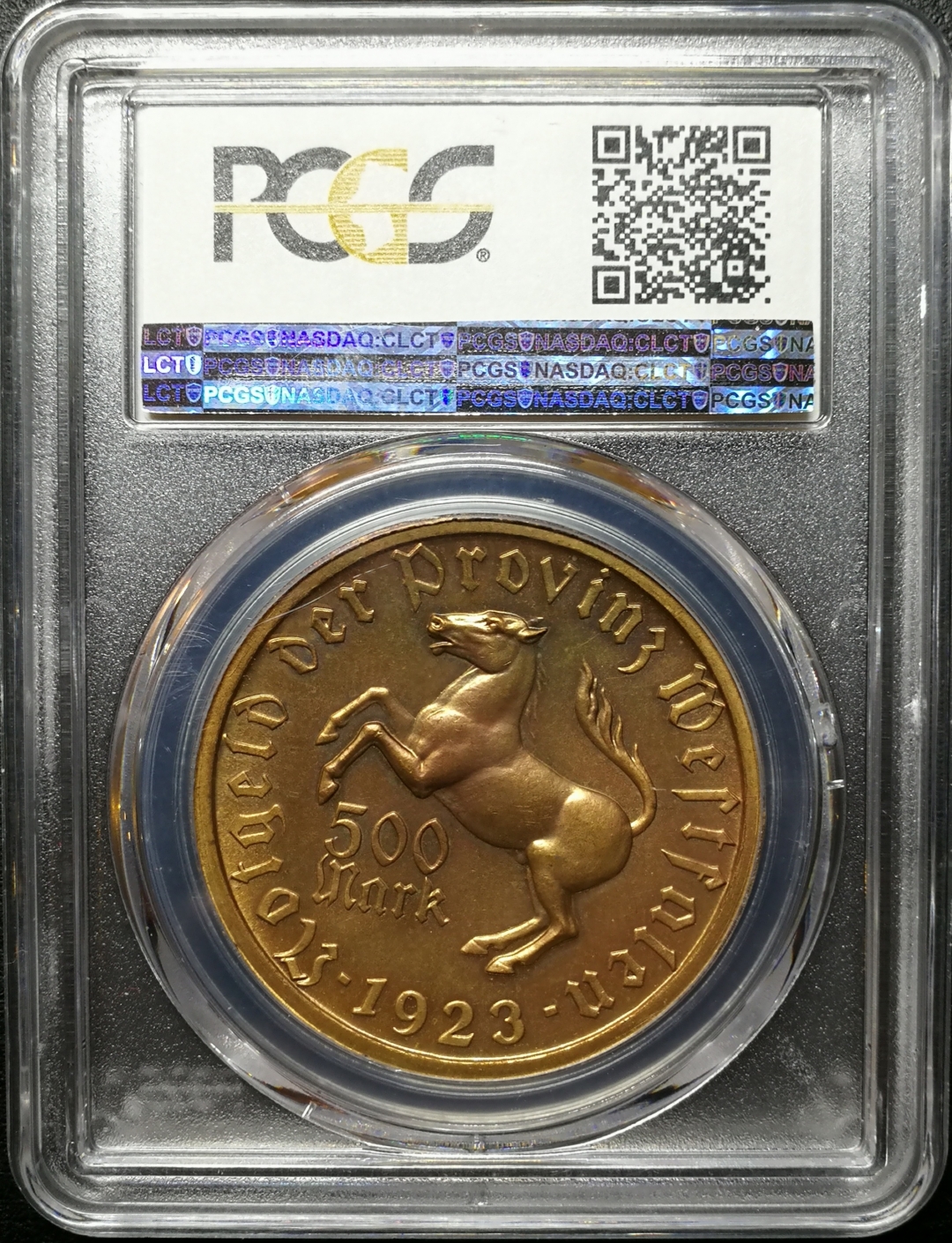 凡希社世界钱币拍卖第八十二期 1923威斯特伐利亚500马克女像大马币PCGS-MS65RB