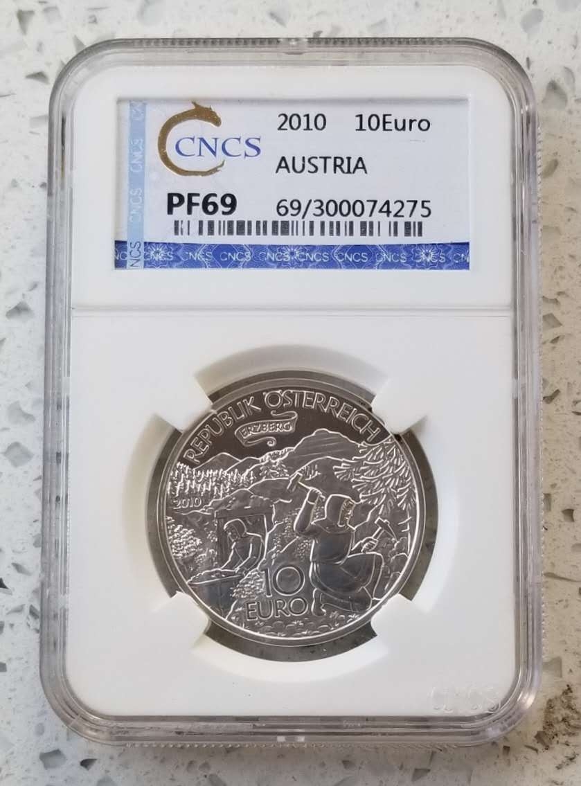 【币观天下】第六十三期拍卖 【奥地利】2010年埃尔茨贝格矿山10欧元精制纪念银币，克劳斯获奖币