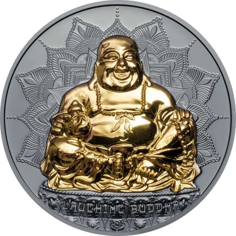 【随心拍】现代金银币拍卖第十五期 帕劳2017年笑佛立体高浮雕镀金加厚银币【2oz】