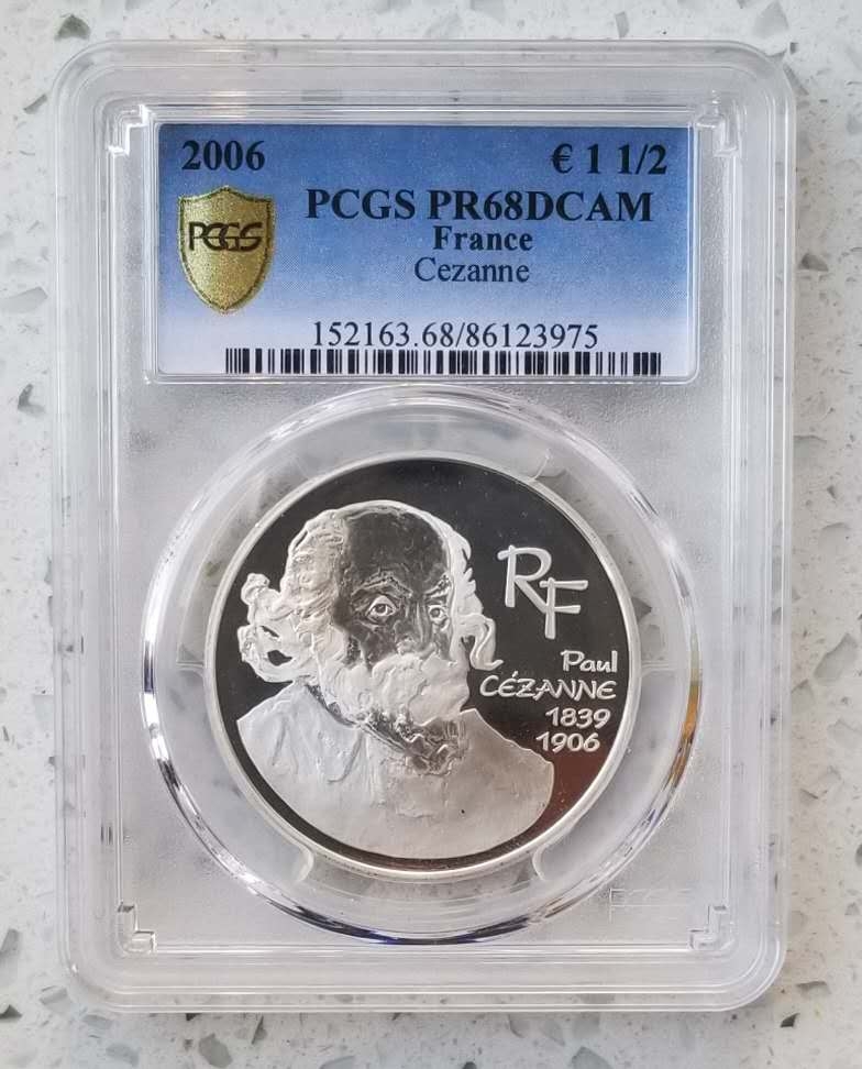 【随心拍】现代金银币拍卖第十五期 少见法国2006年塞尚纪念银币【PCGS68】