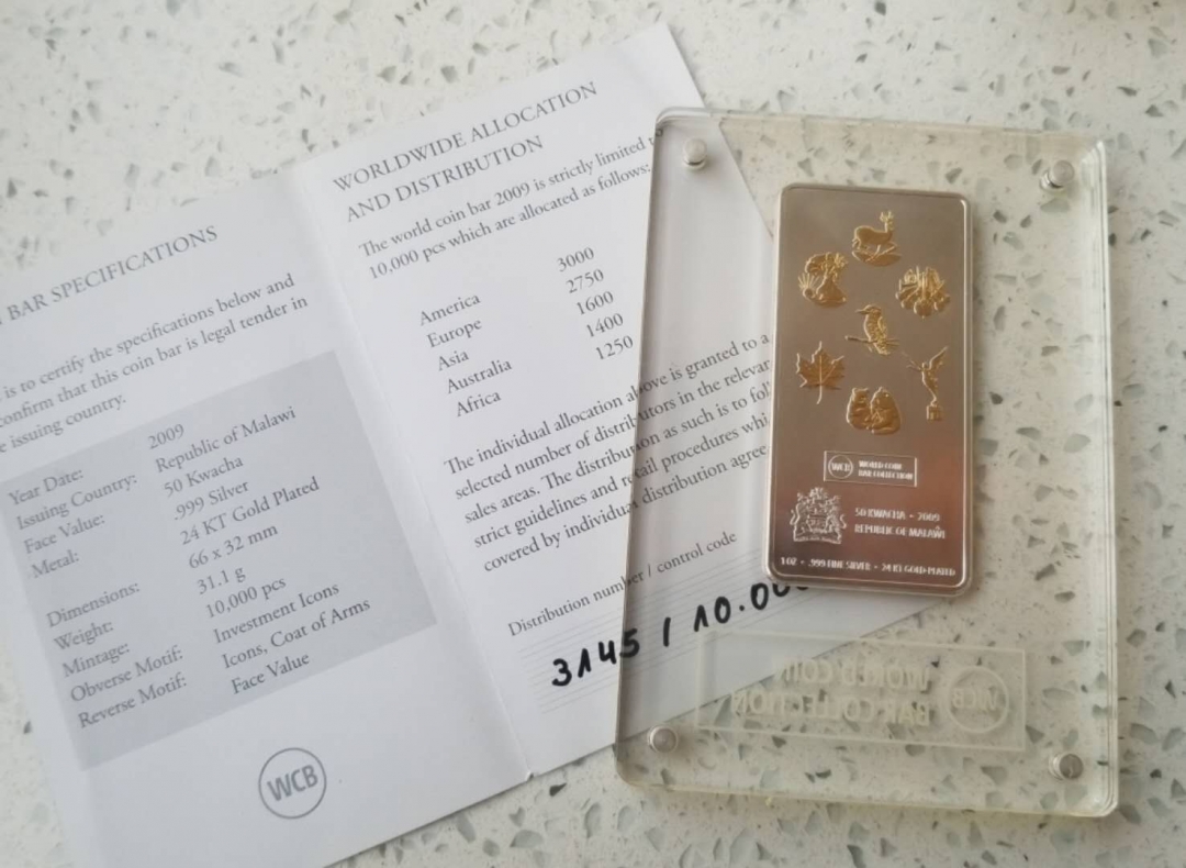 【随心拍】现代金银币拍卖第十五期 马拉维“七大投资币”精装镀金币中币
