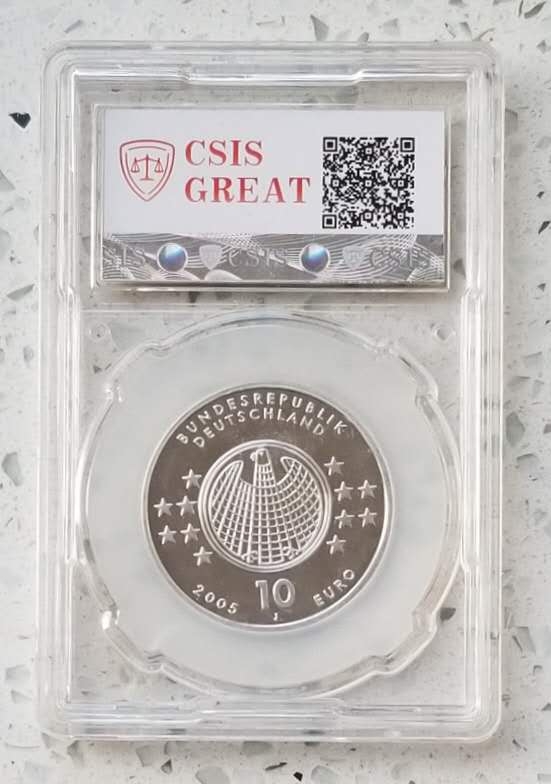 【随心拍】现代金银币拍卖第十五期 克劳斯获奖币!德国2005年爱因斯坦10欧元精制银币