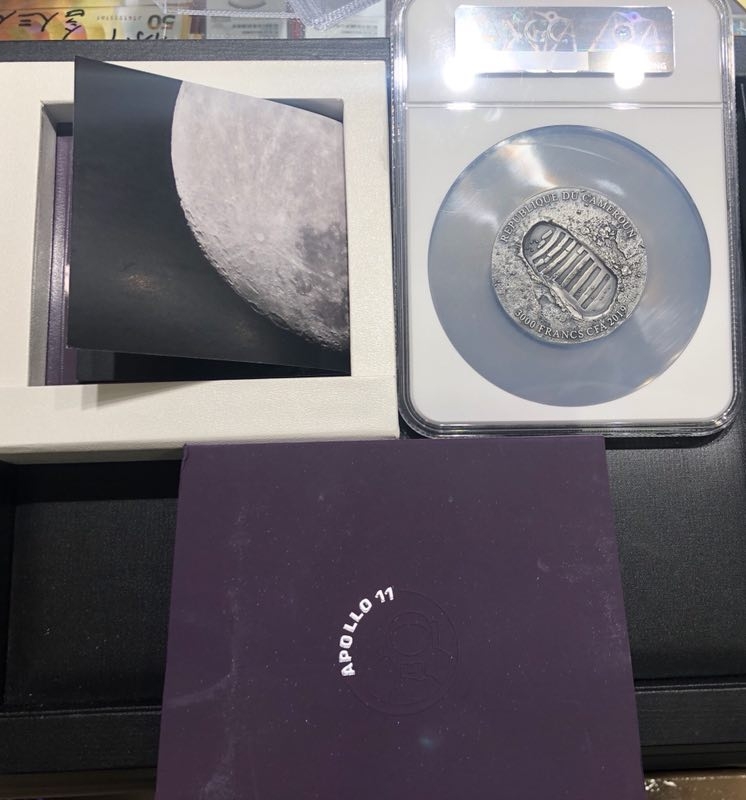 【随心拍】现代金银币拍卖第十五期 2019喀麦隆登月高浮雕银币【ngc69】