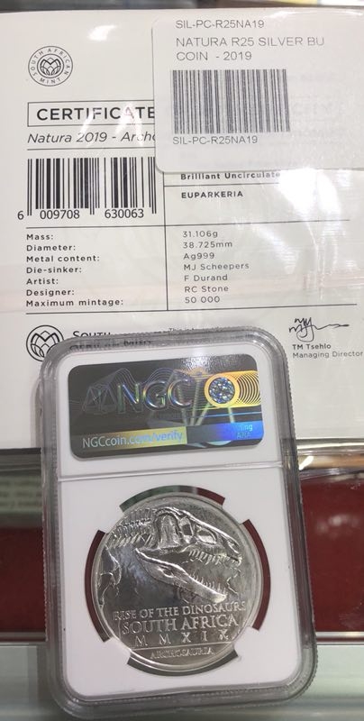【随心拍】现代金银币拍卖第十五期 2019南非恐龙普制银币【ngc70】
