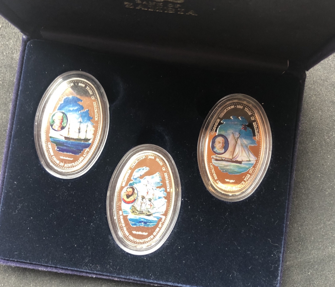 【币观天下】第六十四期拍卖 【赞比亚】航海系列3枚镍币【盒证齐全】