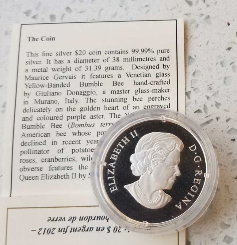 【币观天下】第六十四期拍卖 【加拿大】2012年蜜蜂鲜花立体镶嵌银币