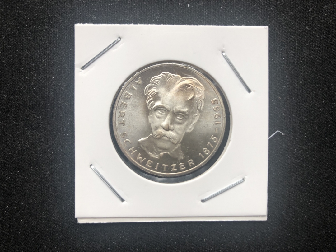 【币观天下】第六十四期拍卖 【德国】1975年5马克银币诺贝尔和平奖施韦泽逝世10周年纪念币