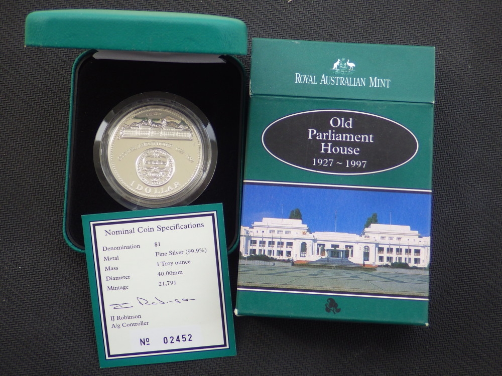 【币观天下】第六十四期拍卖 【澳大利亚】1997年堪培拉国会大厦70周年1盎司精制纪念银币
