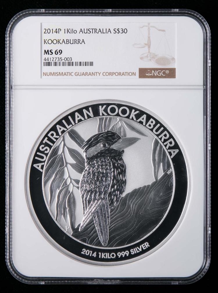 【币观天下】第六十四期拍卖 【澳大利亚】2014年公斤笑翠鸟银币【1公斤银】