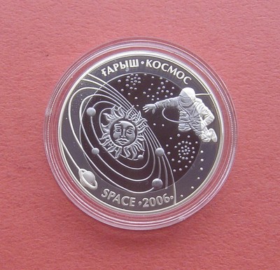 「S&S Numismatic世界钱币-拍卖第5期」 - 哈萨克斯坦2006年 太空系列(1)宇航员 500廷格银+钽双色纪念币 盒证齐全