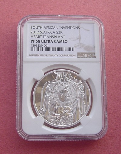 「S&S Numismatic世界钱币-拍卖第12期 CICE北京展销会专场」 - 南非2017年 心脏移植手术成功50周年 2兰特精制银币NGC PF68 获奖币