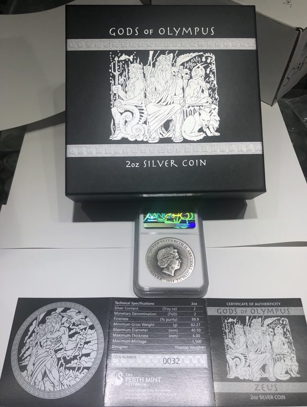 【随心拍】现代金银币拍卖第十六期 2014年图瓦卢众神系列宙斯银币【ngc69最高分】