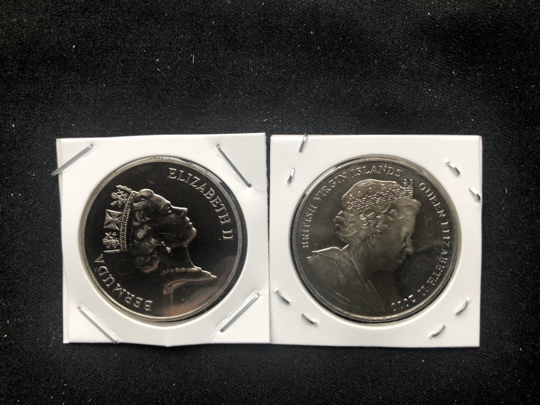 【币观天下第六十六期拍卖】 【百慕大+维尔京】两枚好看的镍币蝴蝶+美女