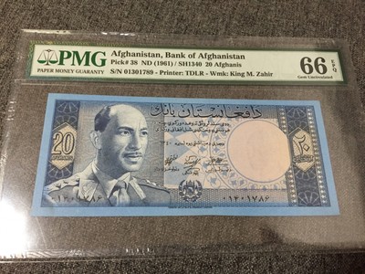 【Blue Auction】世界纸币精拍第四期 - 阿富汗 1961年 p38 20阿富汗尼 PMG66EPQ 