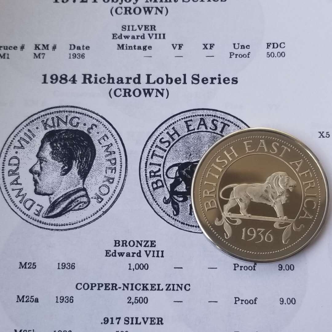 【币观天下第六十六期拍卖】 【英国】1936年爱德华八世珍稀克朗币一组10枚 铜镍币