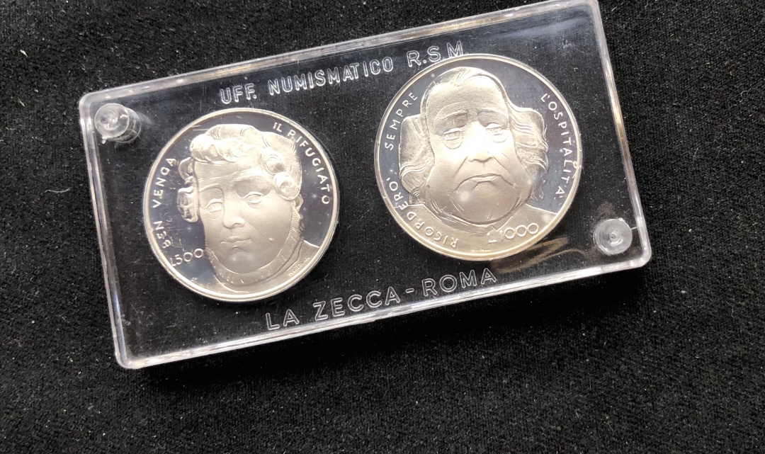 【币观天下第六十六期拍卖】 【圣马力诺】1991年500/1000里拉精制银币加里波第逝世百年