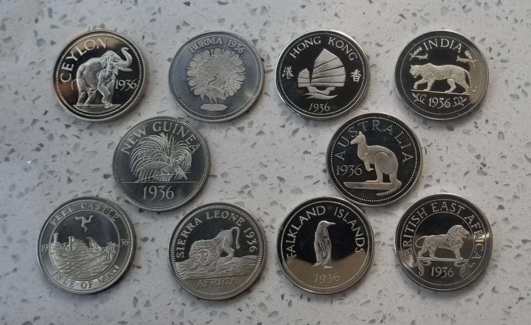 【币观天下第六十六期拍卖】 【英国】1936年爱德华八世珍稀克朗币一组10枚 铜镍币