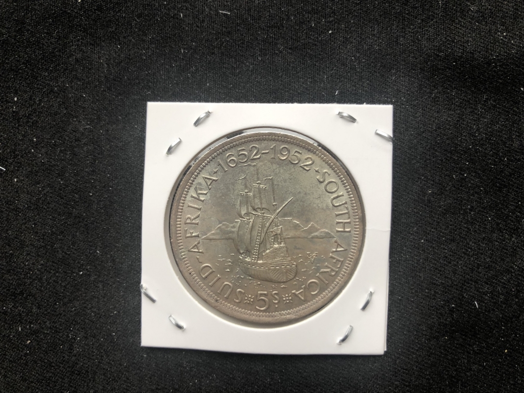 【币观天下第六十六期拍卖】 【南非】1952年发现开普敦5先令银币一枚