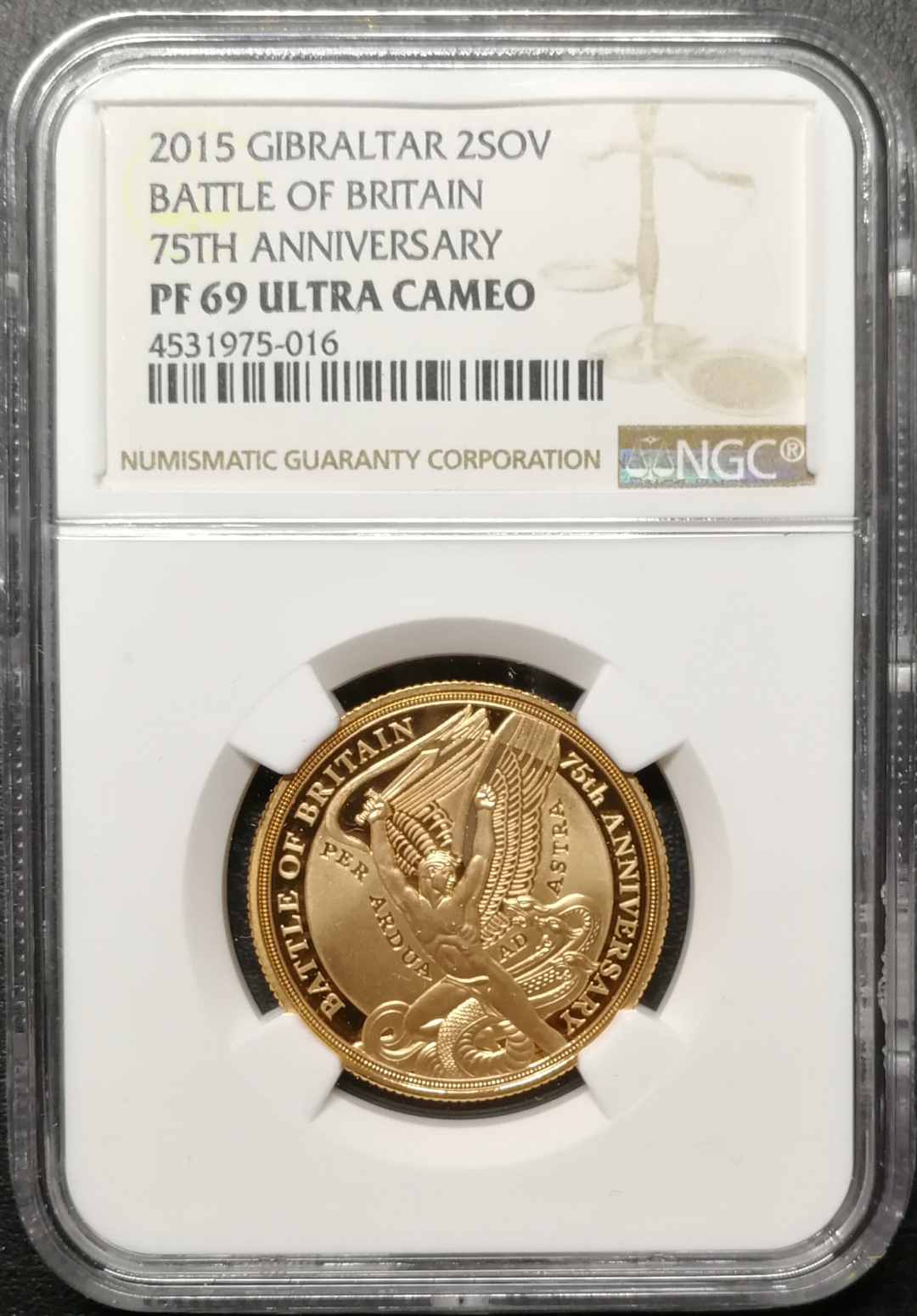 凡希社世界钱币微拍第八十四期 2015直布罗陀不列颠空战2镑金币NGC-PF69UC