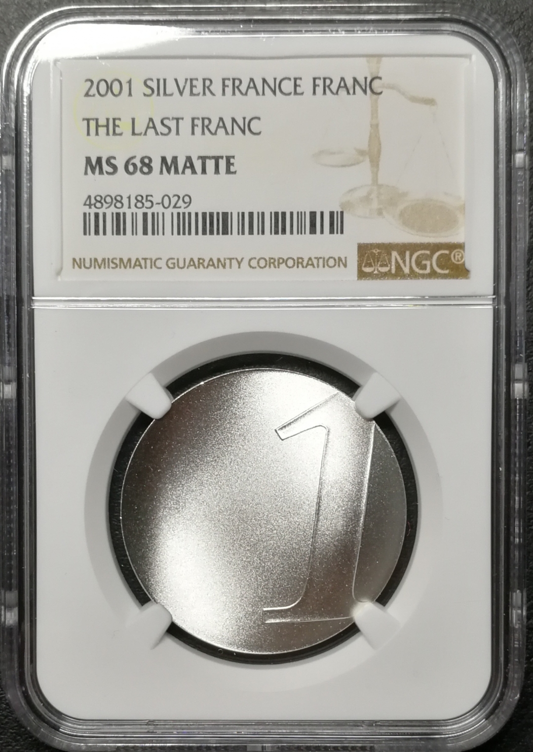 凡希社世界钱币微拍第八十四期 2001最后的法郎NGC-MS68