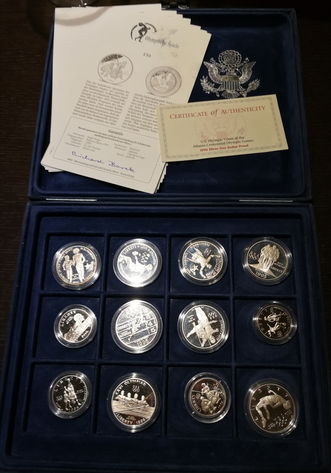 凡希社世界钱币微拍第八十四期 1996洛杉矶奥运会各国发行银币12枚带证书包装盒