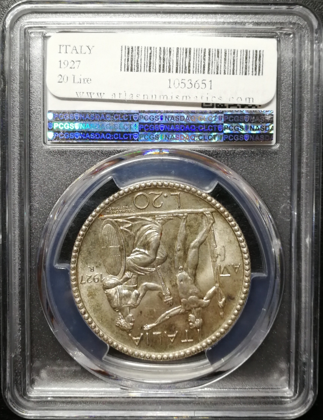 凡希社世界钱币微拍第八十四期 1927意大利裸男20里拉PCGS-MS64