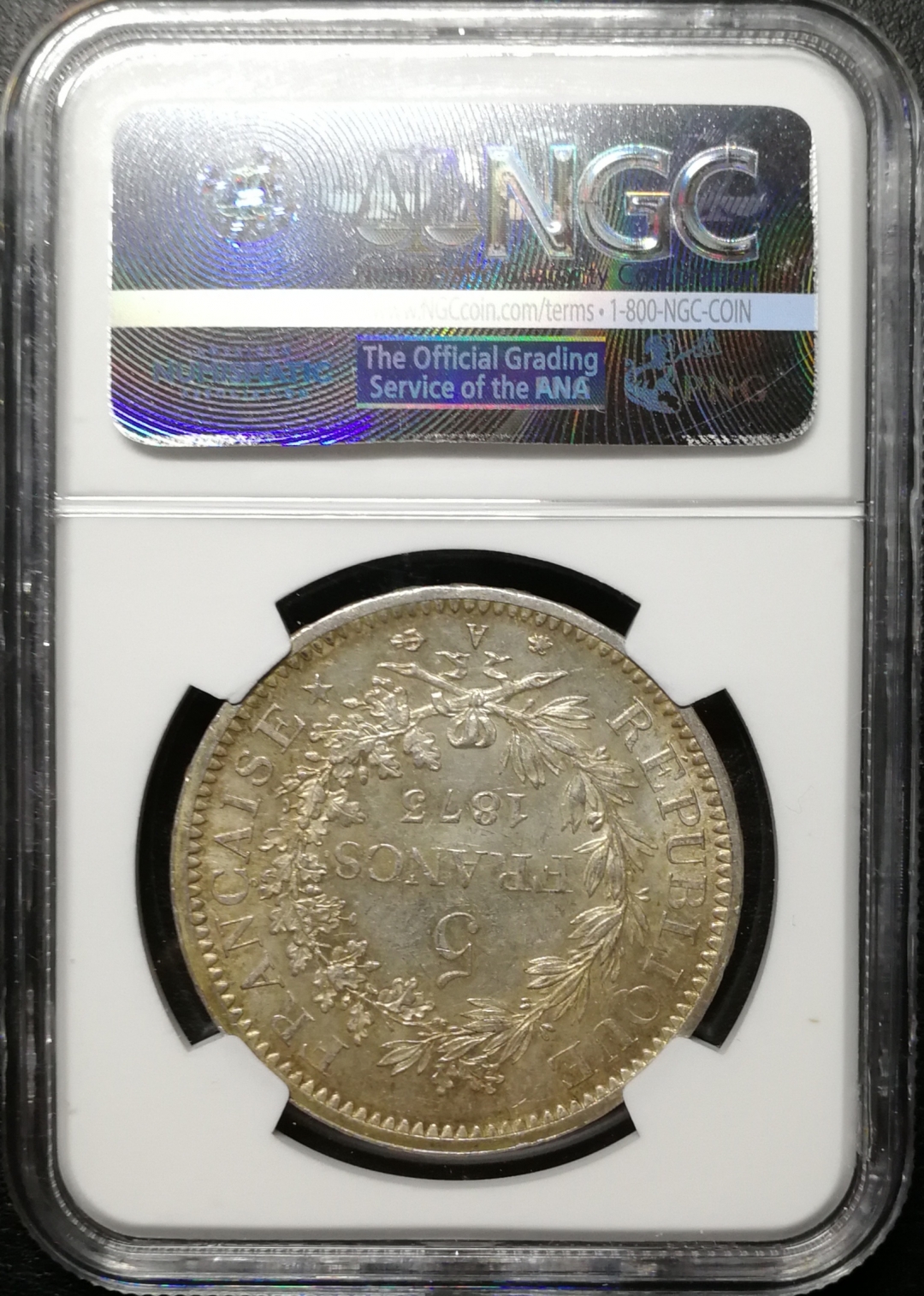凡希社世界钱币微拍第八十四期 1873法国大力神5法郎NGC-MS61