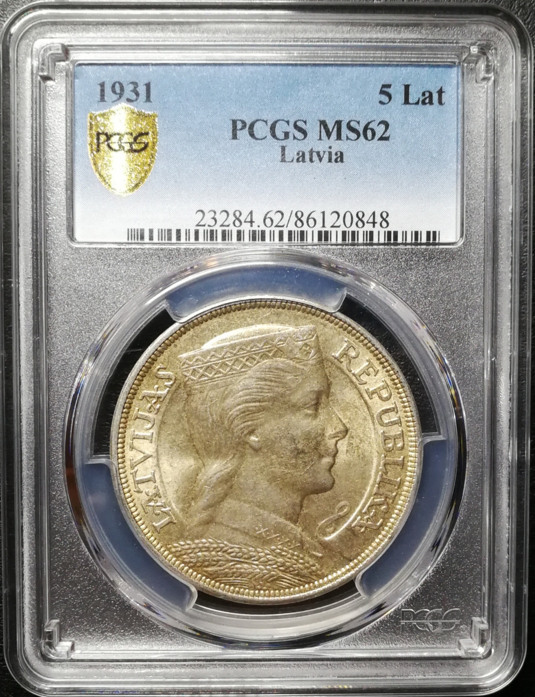 凡希社世界钱币微拍第八十四期 1931拉脱维亚5L大银PCGS-MS62
