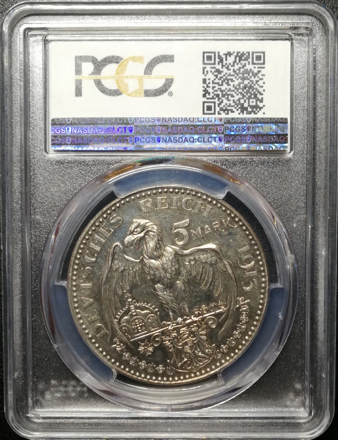 凡希社世界钱币微拍第八十四期 稀!1913巴伐利亚5马克银样PCGS-PF63