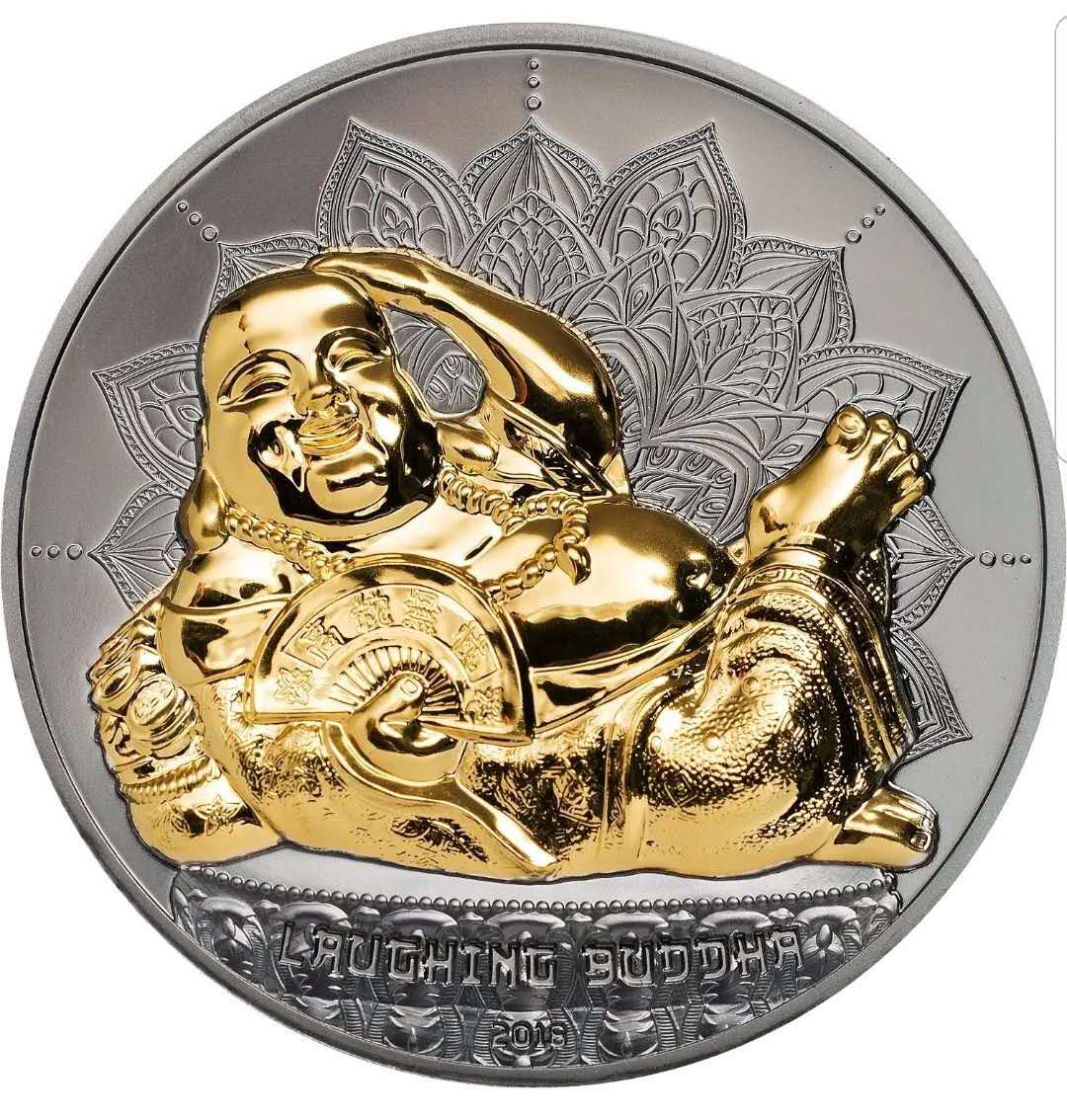【随心拍】现代金银币拍卖第十七期 帕劳2018年卧佛立体高浮雕镀金加厚银币