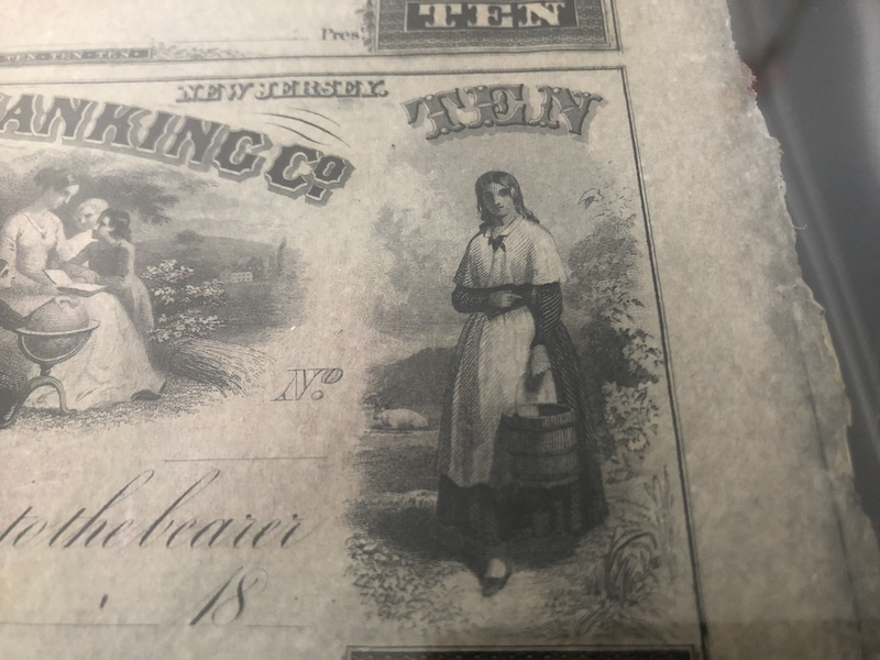 收藏联盟第八十五期拍卖 19世纪美国Bordentown银行发行10美金两连体钞 PCGS65PPQ