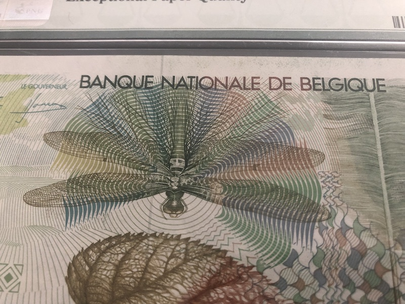 收藏联盟第八十五期拍卖 比利时大蜻蜓5000法郎 PMG66E S/N:71504851569