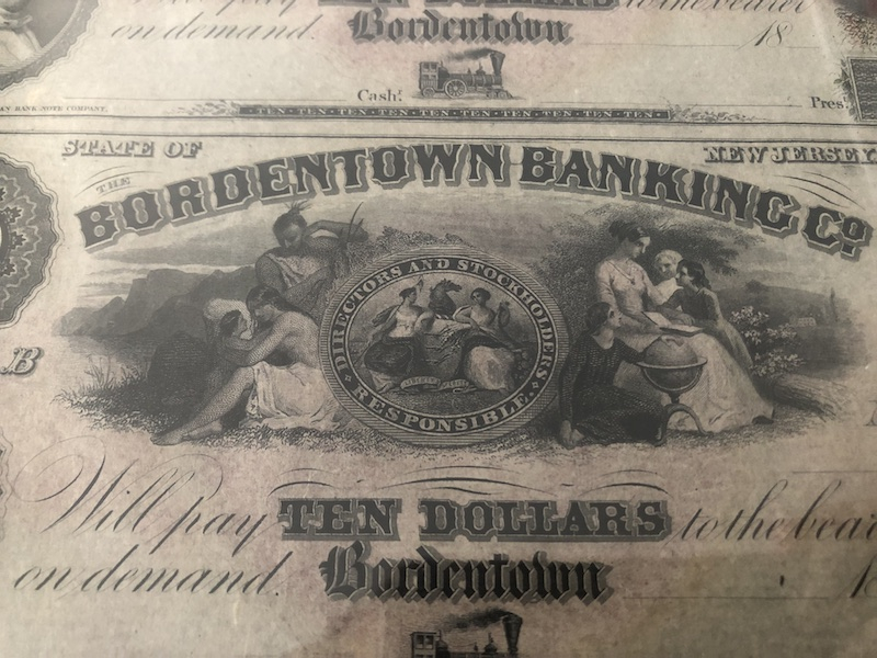 收藏联盟第八十五期拍卖 19世纪美国Bordentown银行发行10美金两连体钞 PCGS65PPQ