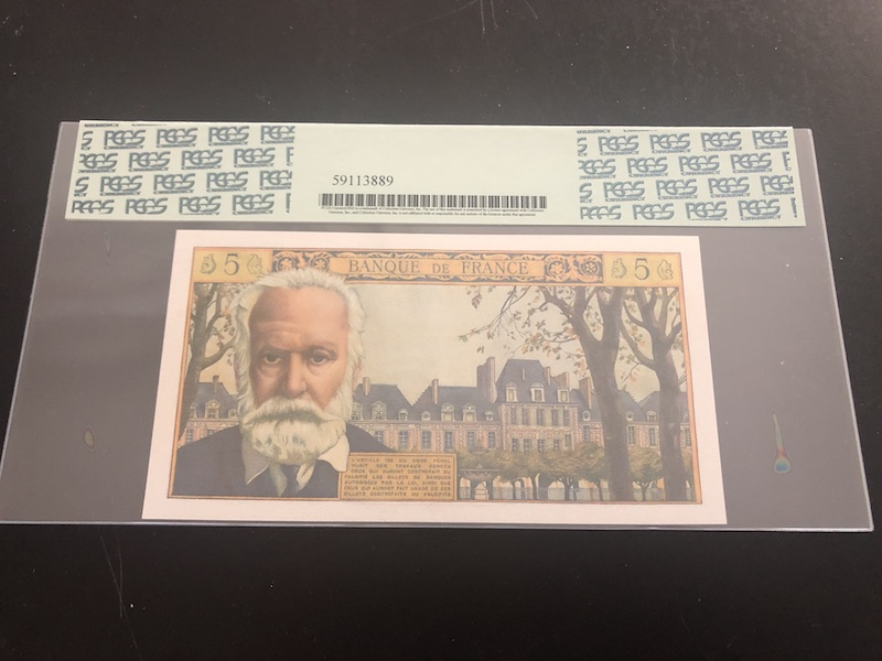 收藏联盟第八十五期拍卖 法国1964年5法郎（改值后)雨果 PCGS65PPQ S/N:Q.117 49459