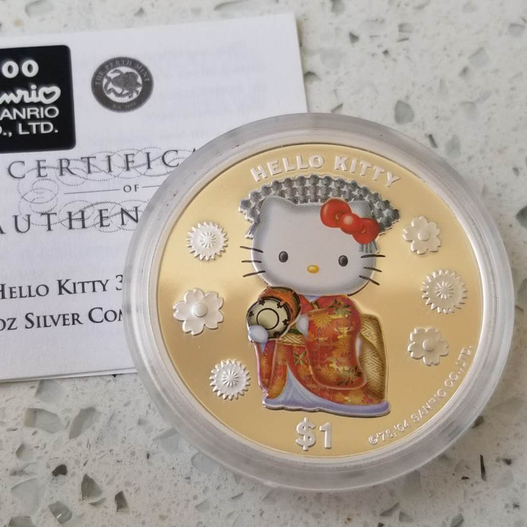 【随心拍】现代金银币拍卖第十七期 库克2004年HelloKitty彩色银