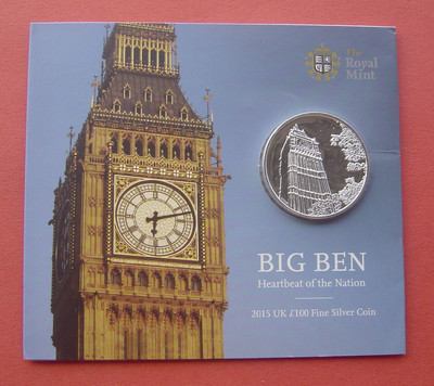 「S&S Numismatic世界钱币-拍卖第9期」 - 英国2015年 大笨钟 100英镑2盎司999银币官方卡币