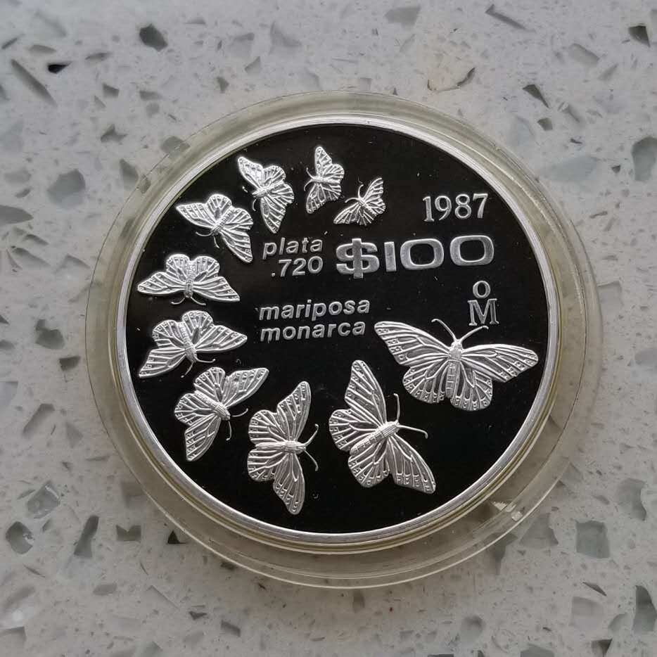 【币观天下】第六十七期拍卖 【墨西哥】1987年蝴蝶纪念银币