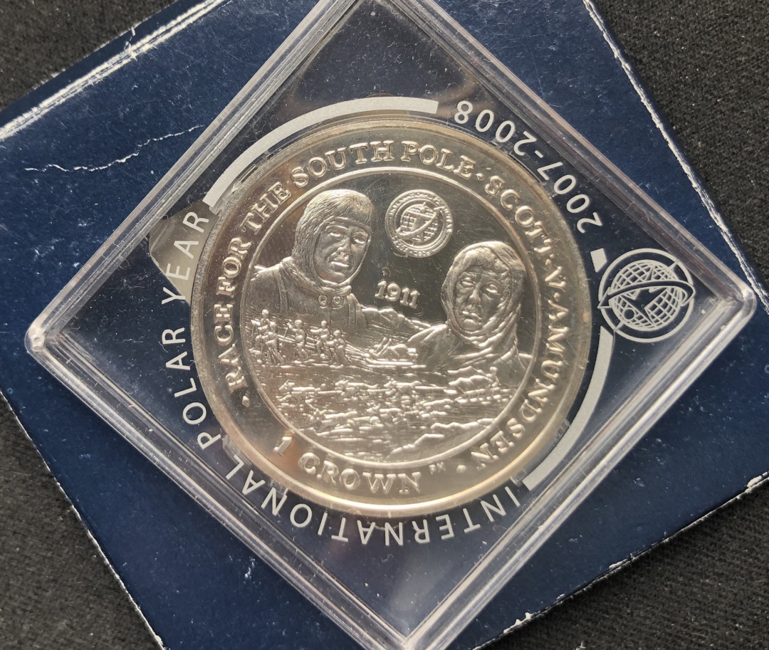【币观天下】第六十七期拍卖 【福克兰群岛】2007年到达南极点银币一枚