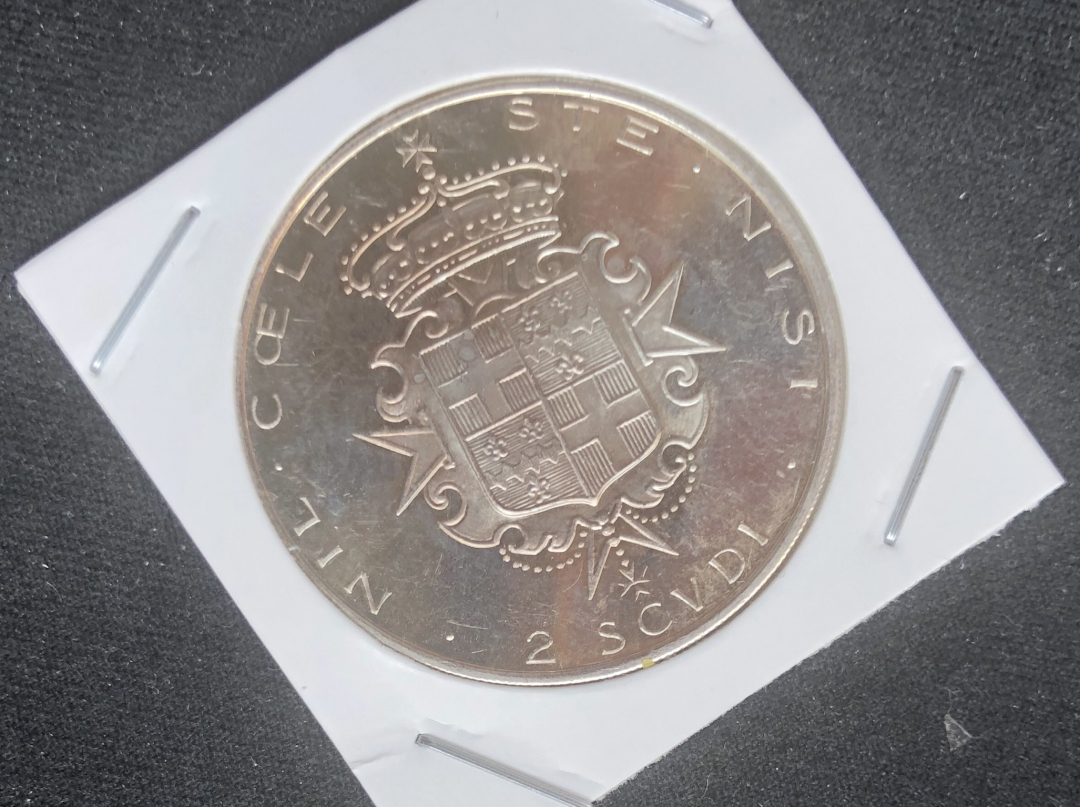 【币观天下】第六十七期拍卖 【马耳他骑士团】马耳他 骑士团 1964年 2斯古多银币