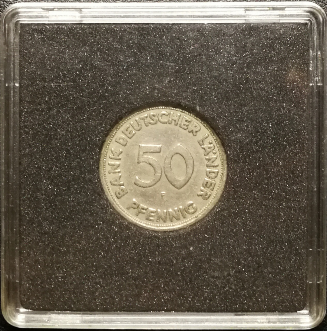 凡希社世界钱币微拍第八十五期 1949f西德50芬尼白铜币AU