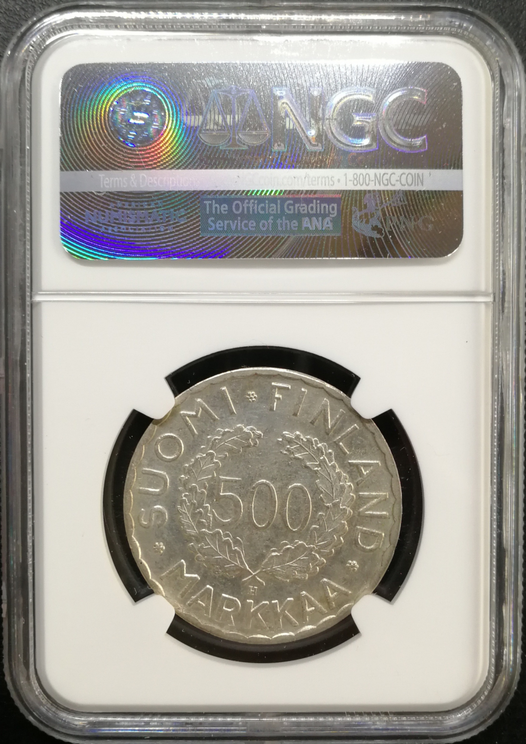 凡希社世界钱币微拍第八十五期 稀!1951芬兰奥运500马克NGC-MS62