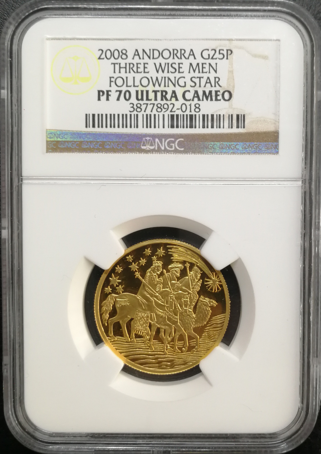 凡希社世界钱币微拍第八十五期 2008安道尔追星三智者金币NGC-PF70UC