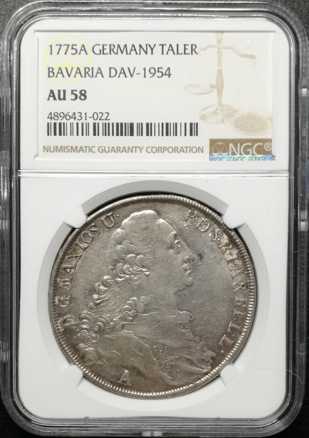 凡希社世界钱币微拍第八十五期 1775巴伐利亚泰勒NGC-AU58