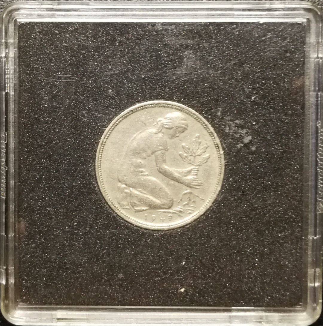 凡希社世界钱币微拍第八十五期 1949f西德50芬尼白铜币AU