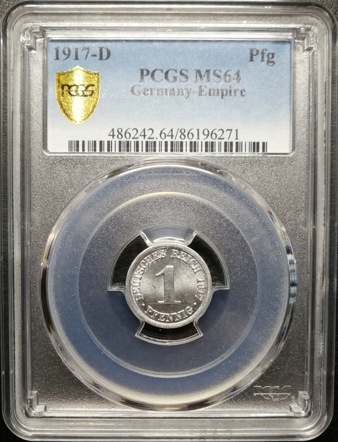 凡希社世界钱币微拍第八十五期 1917D德国芬尼铝币PCGS-MS64