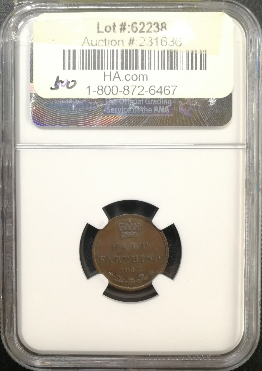 凡希社世界钱币微拍第八十五期 1843英国小维1/2法新NGC-MS63