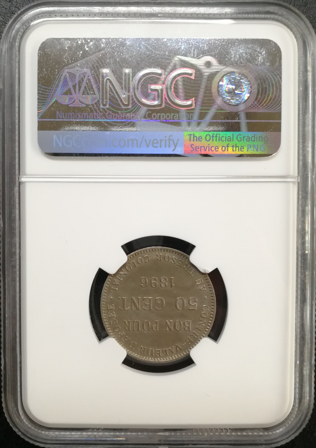 凡希社世界钱币微拍第八十五期 1896留尼旺50分NGC-AUD