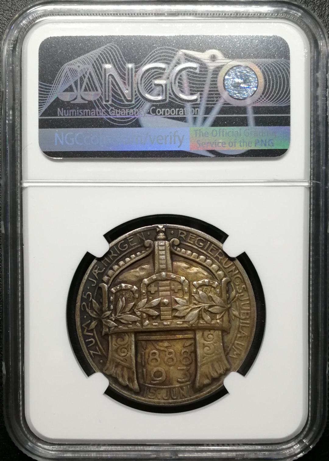 凡希社世界钱币微拍第八十五期 1913威廉二世加冕二十五周年纪念银章NGC-AU55