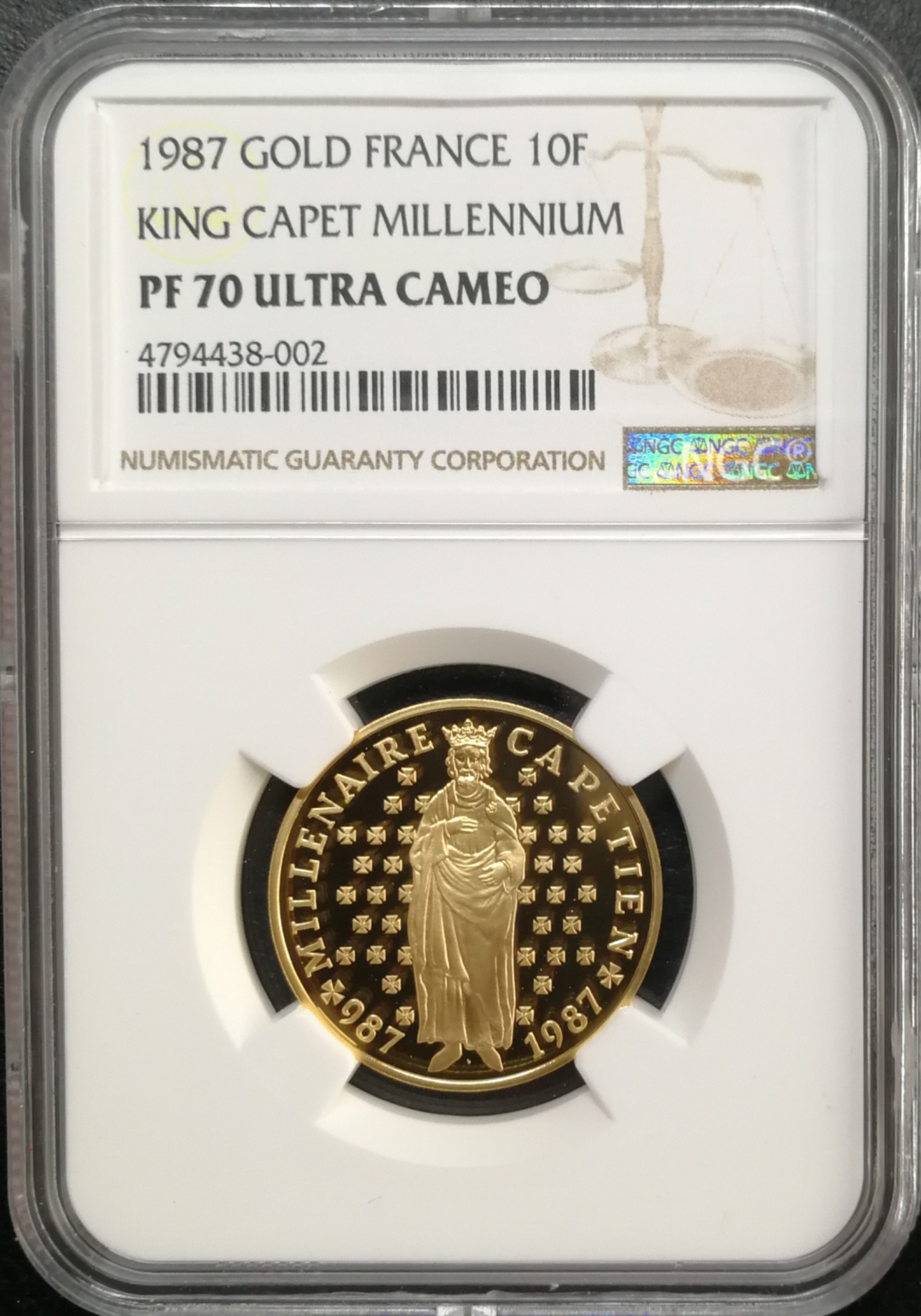 凡希社世界钱币微拍第八十五期 1987法国卡佩国王千年纪念金币NGC-PF70UC
